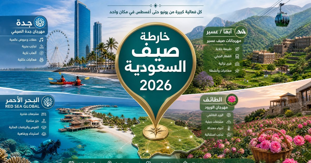 خارطة صيف السعودية 2026: الفعاليات من يونيو حتى أغسطس