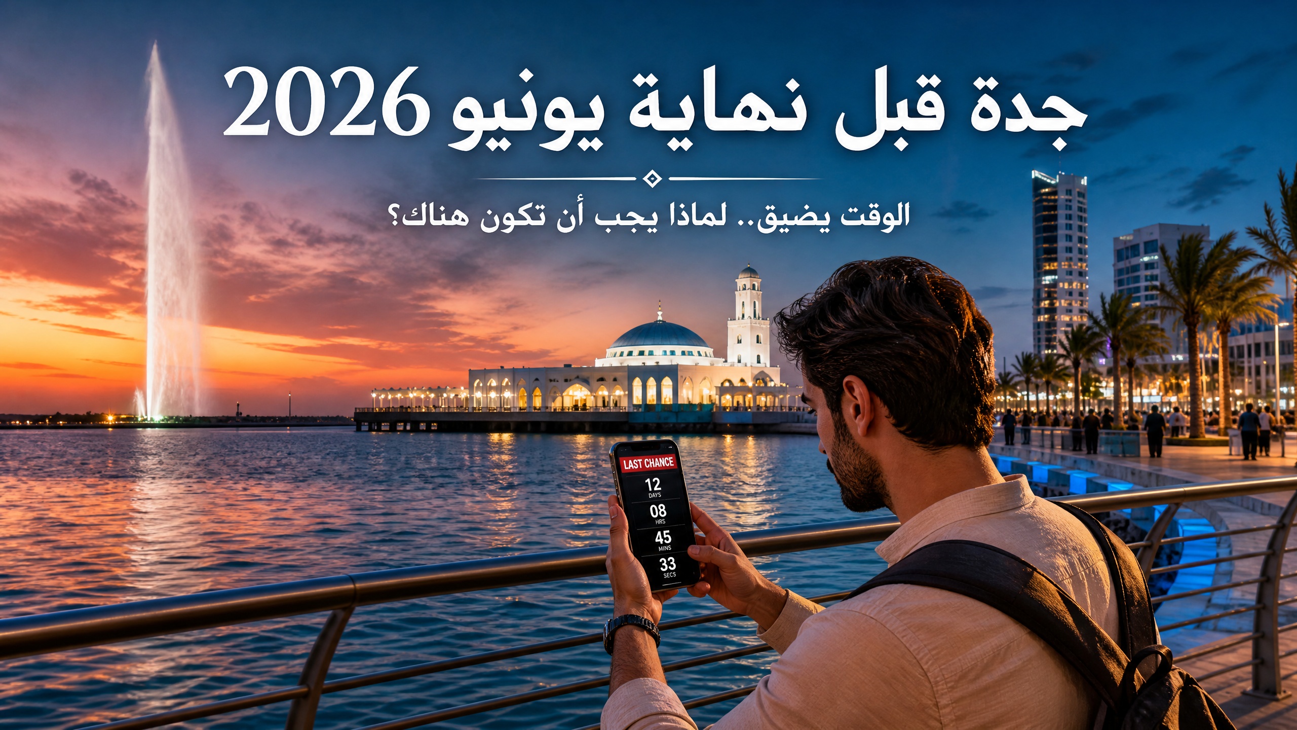 جمهور يحتفل على كورنيش جدة في أسبوع افتتاح موسم جدة 2026 بإضاءة ليلية